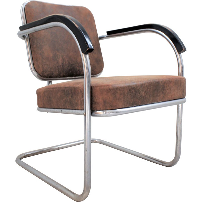 Vintage Bauhaus armchair chromed metal