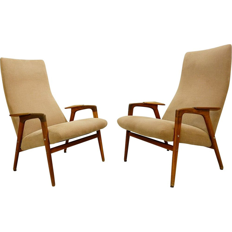 Pair of Vintage Teak Armchairs by Yngve Ekström Ruster, Scandinavian 1960s