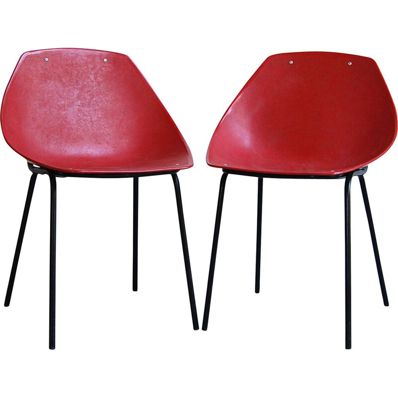 Pair of shell vintage chairs by Pierre Guariche for Meurop