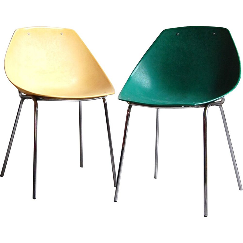 Pair of shell vintage chairs by Pierre Guariche for Meurop