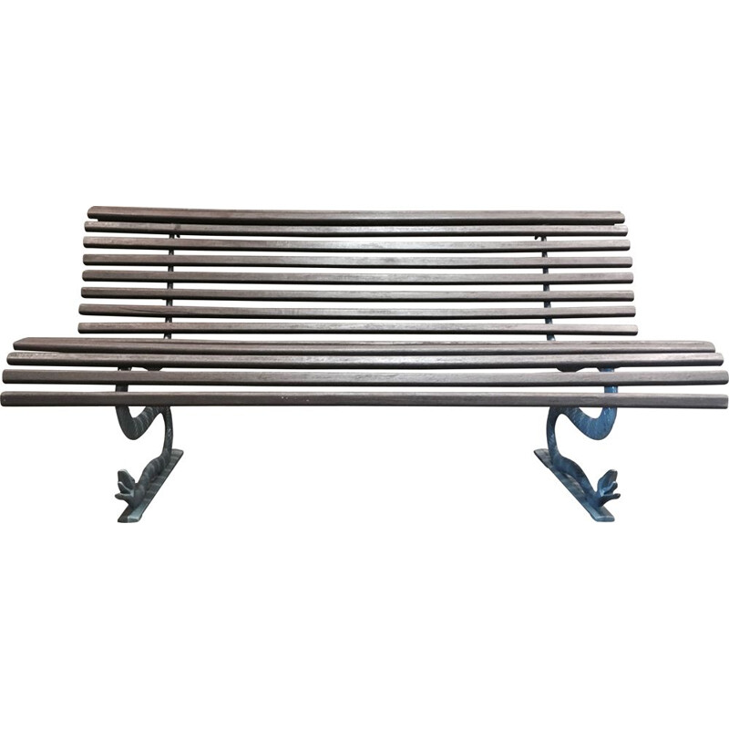 Vintage Outdoor bench wood and metal