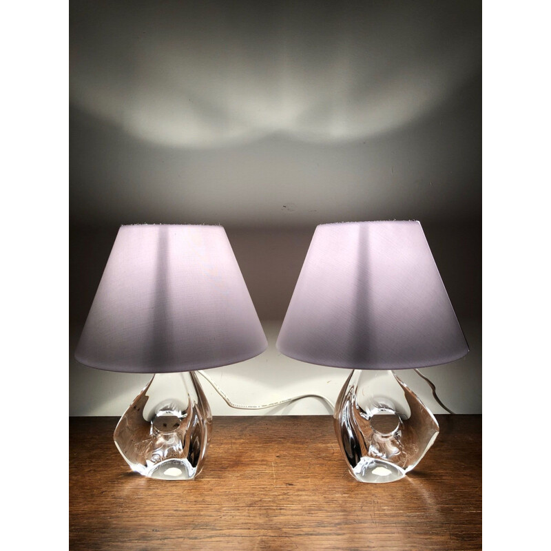 Pair of vintage DAUM crystal lamps 