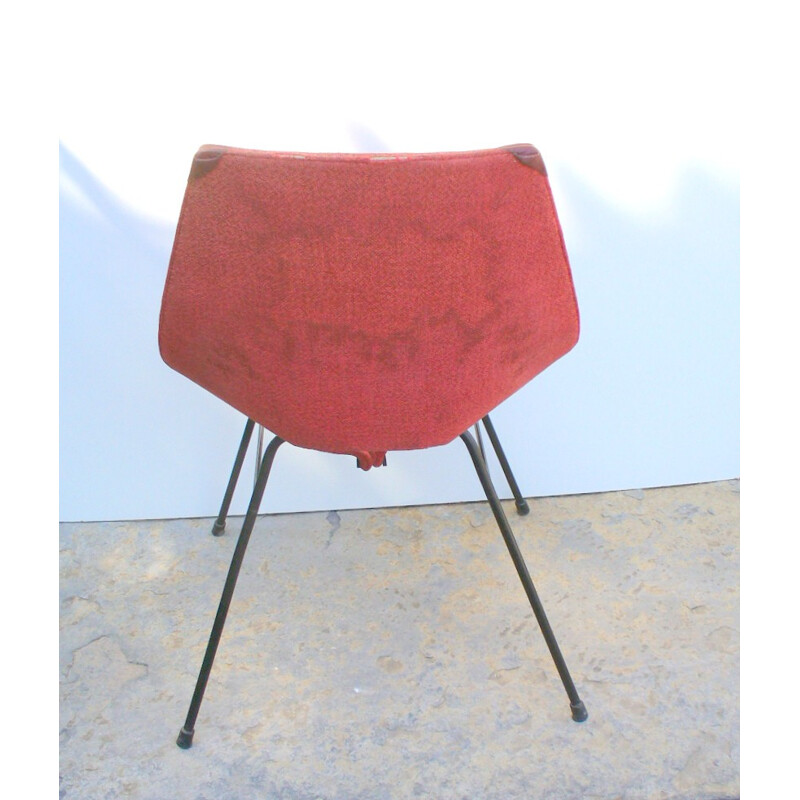 Industria di Legni Curvati-Lissone sedia in metallo e tessuto rosso, Carlo RATTI - 1950