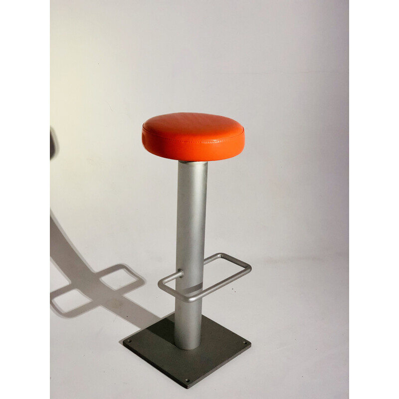 Pair of vintage aluminium chrome stools 2000