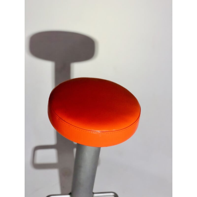 Pair of vintage aluminium chrome stools 2000