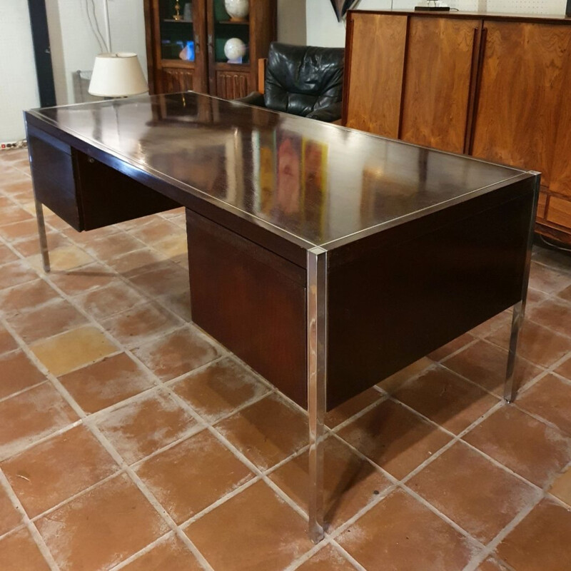 Vintage desk By Richard Schultz For Knoll International - Wood and Chrome plated Metal 1963