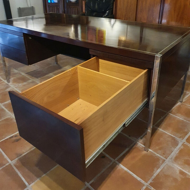 Bureau vintage De Richard Schultz Pour Knoll International - Bois et Métal Chromé 1963