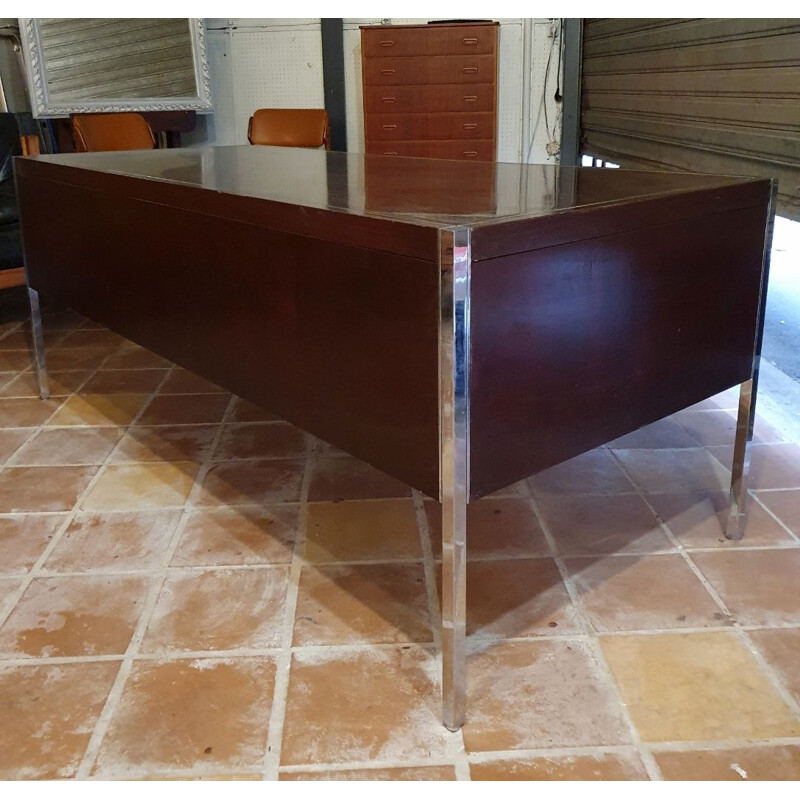 Vintage desk By Richard Schultz For Knoll International - Wood and Chrome plated Metal 1963