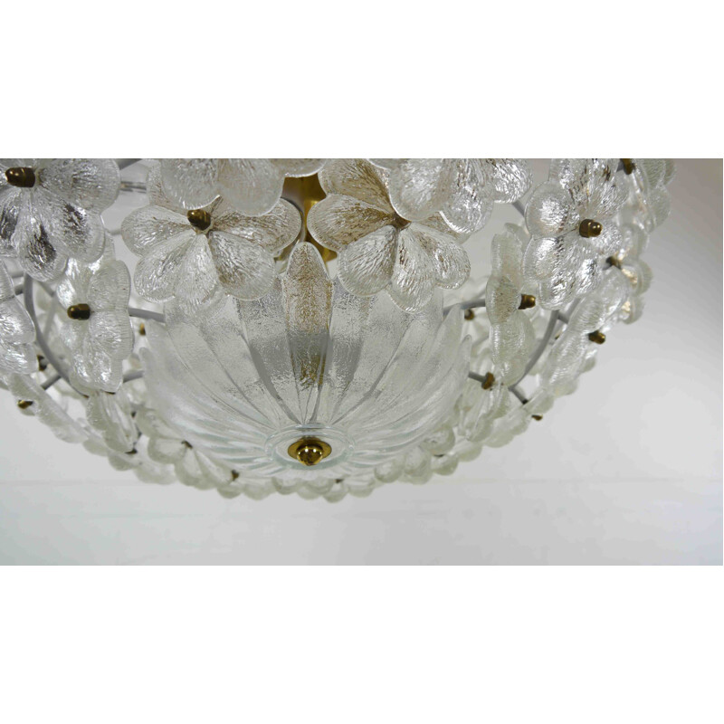 Midcentury Large Glass Chandelier by Ernst Palme Glassflowers 1960s 