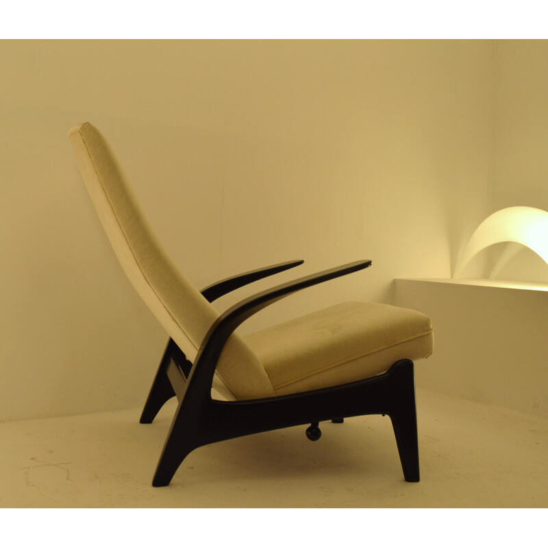 "Rock'n Rest" lounge chair in ebonized wood and fabric, GIMSON and SLATER - 1960s