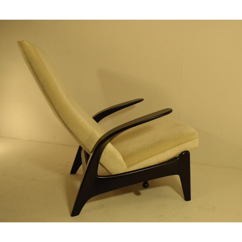 Cadeira de descanso "Rock'n Rest" em madeira e tecido enegrecido, GIMSON e SLATER - 1960