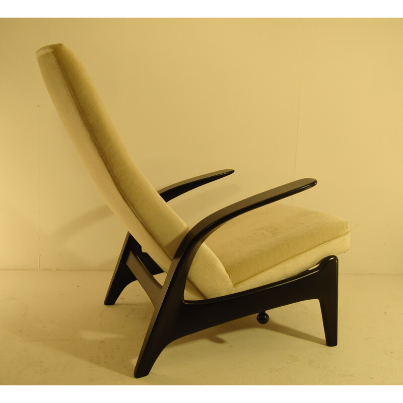 "Rock'n Rest" lounge chair in ebonized wood and fabric, GIMSON and SLATER - 1960s