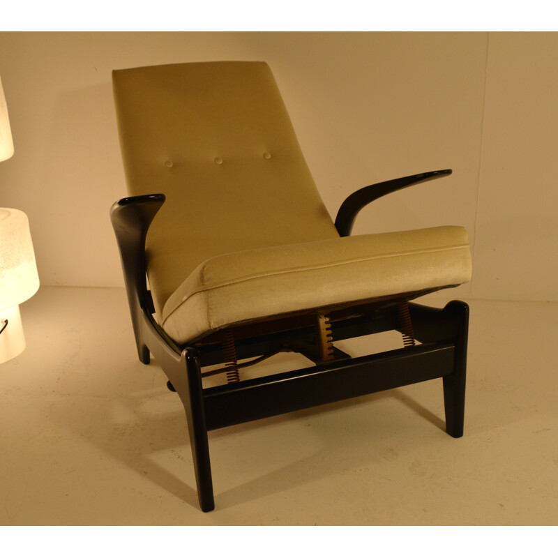 Rock'n Rest" lounge stoel in gezwart hout en stof, GIMSON en SLATER - 1960