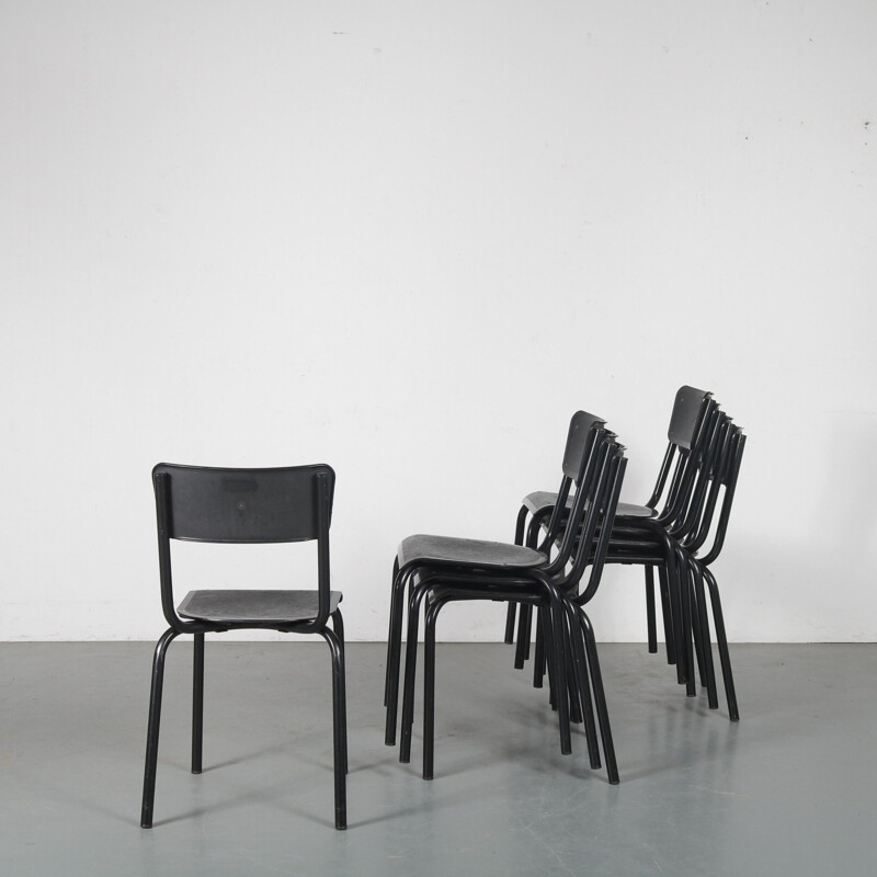 Set of 8 stacking chairs by Pierre Guariche for Meurop, Belgium 1960s 