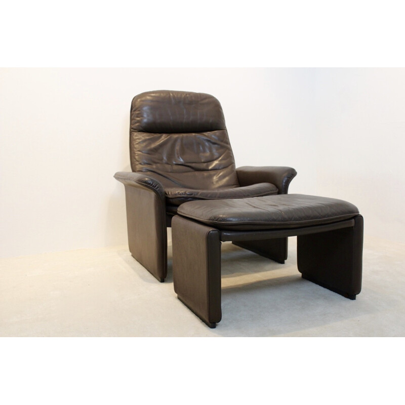 De Sede Lounge Sessel "DS-50" aus braunem Leder und Ottoman - 1970