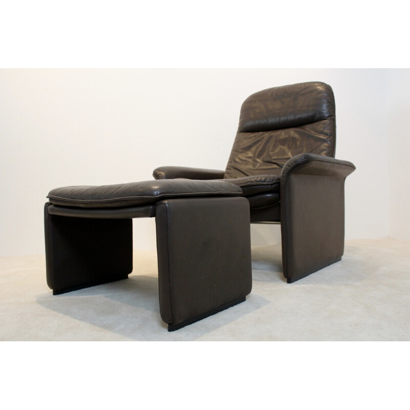 De Sede Lounge Sessel "DS-50" aus braunem Leder und Ottoman - 1970