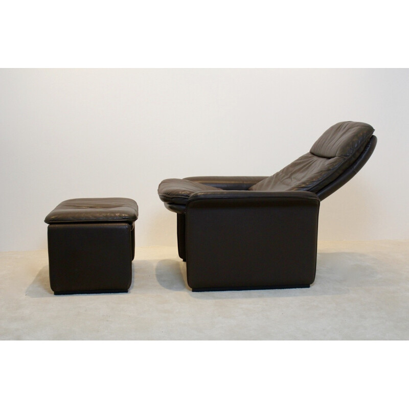 De Sede Lounge Sessel "DS-50" aus braunem Leder und Ottoman - 1970