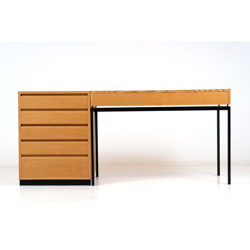 Vintage oak modular desk by Dieter Waeckerlin 1960