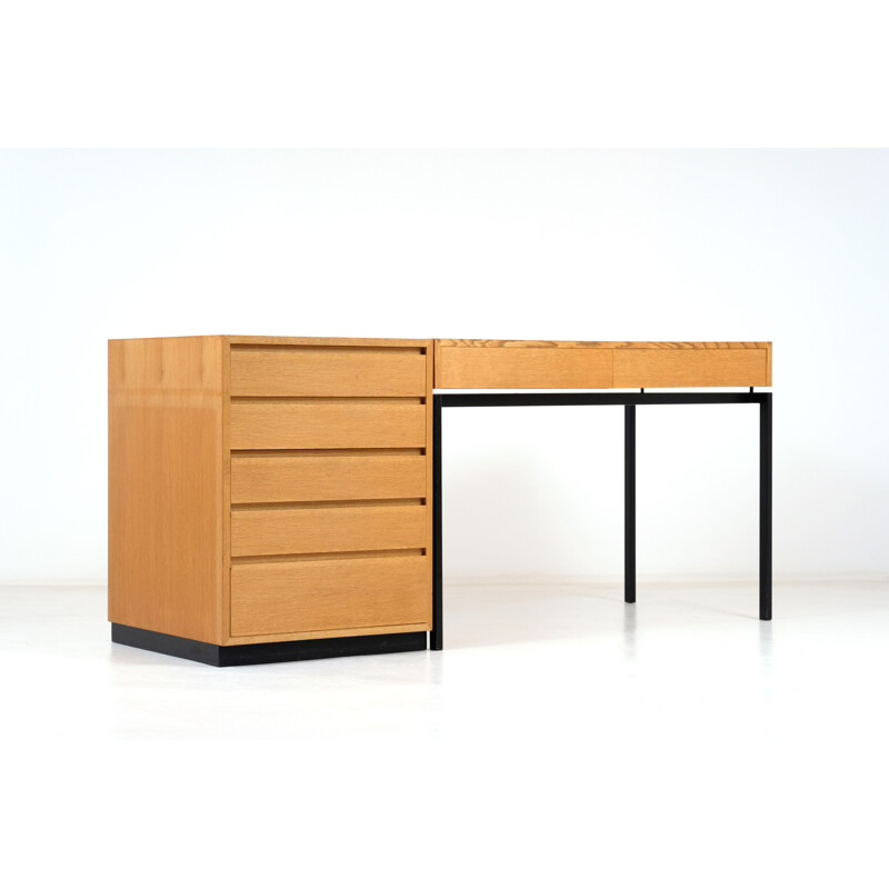 Vintage oak modular desk by Dieter Waeckerlin 1960
