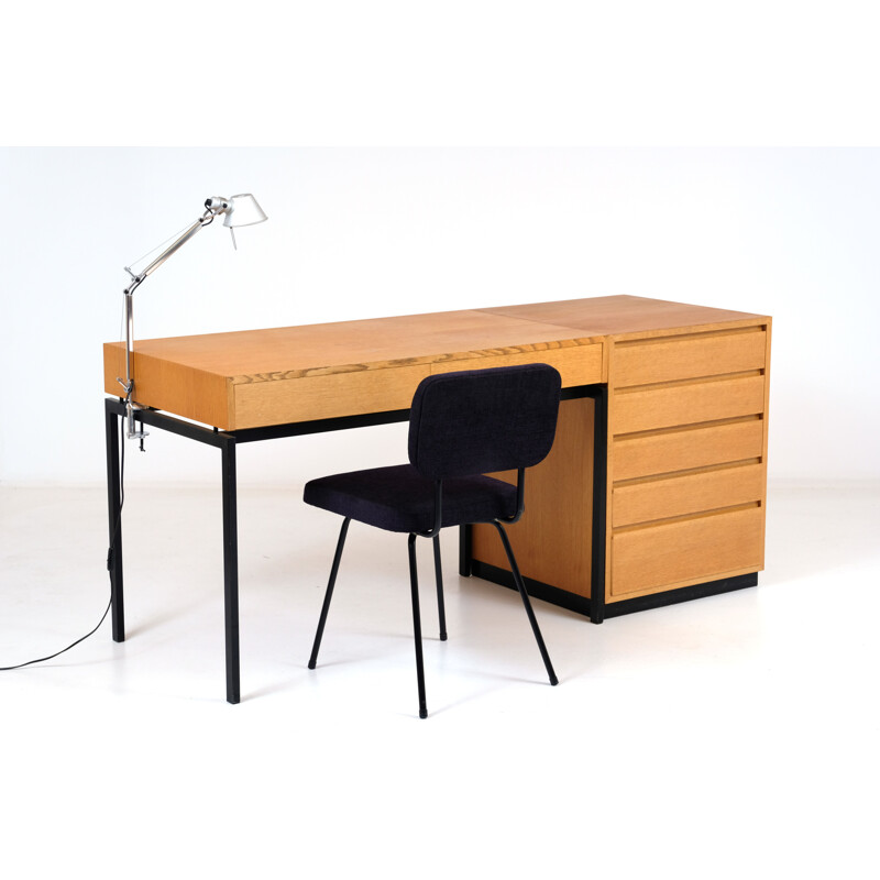 Vintage oak modular desk by Dieter Waeckerlin 1960