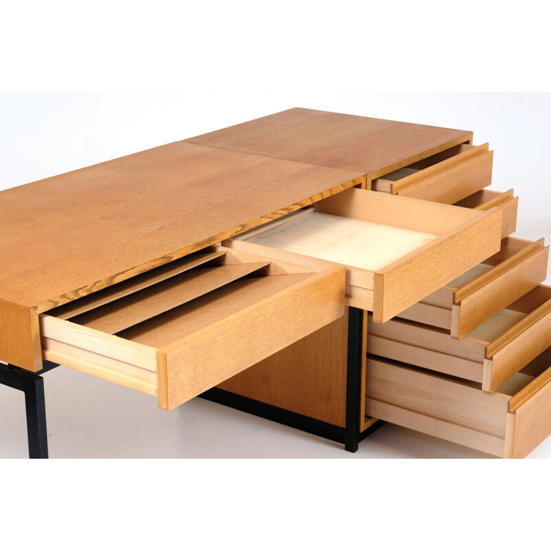 Vintage oak modular desk by Dieter Waeckerlin 1960