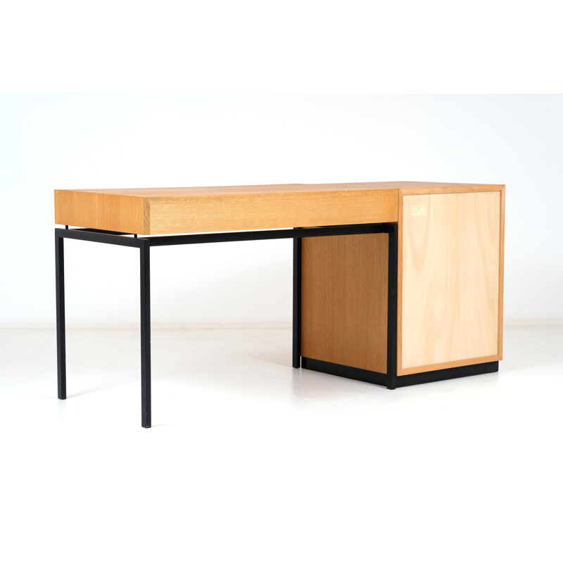 Vintage oak modular desk by Dieter Waeckerlin 1960