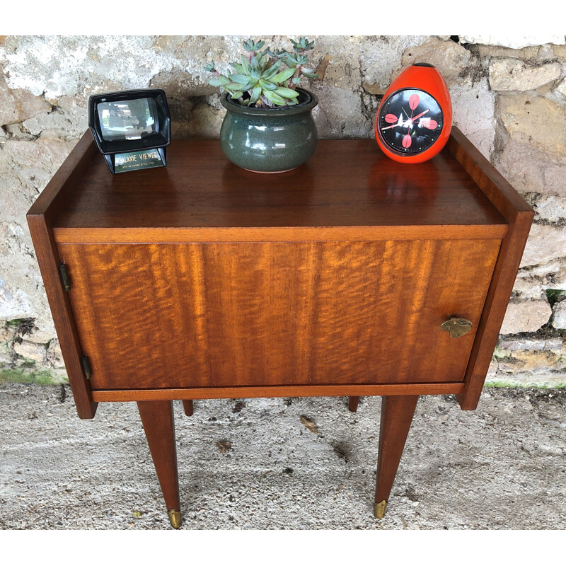 Vintage bedside table, compass feet,1970