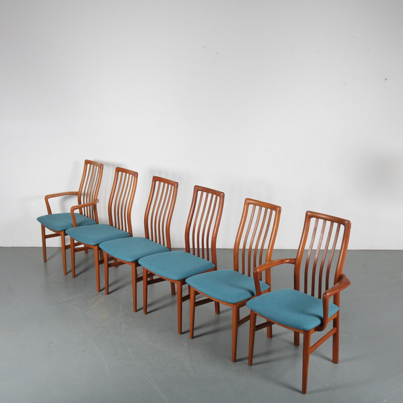 Ensemble de 6 chaises à manger vintage teak par Kai Kristiansen pour Schou Andersen Mobelfabrik, Danemark 1970
