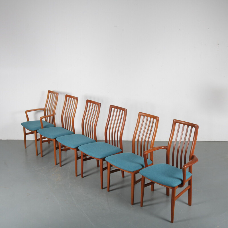 Set van 6 vintage teakhouten eetkamerstoelen van Kai Kristiansen voor Schou Andersen Mobelfabrik, Denemarken 1970