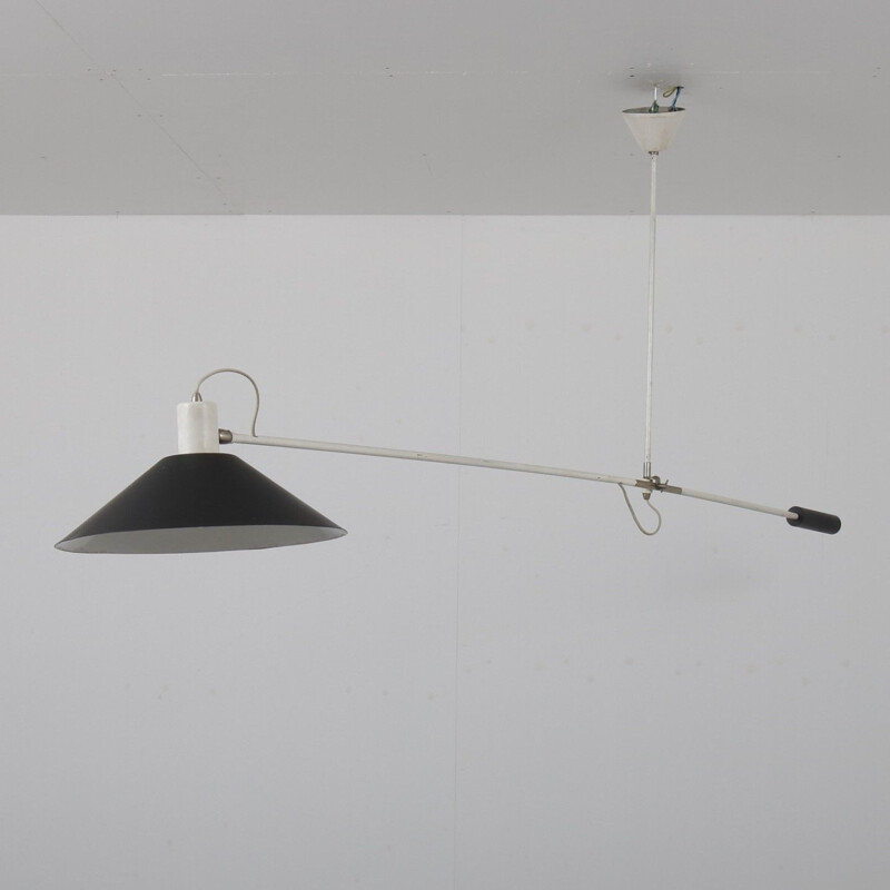 Vintage Counter balance hanging lamp by J.J.M. Hoogervorst for Anvia, Netherlands 1950s