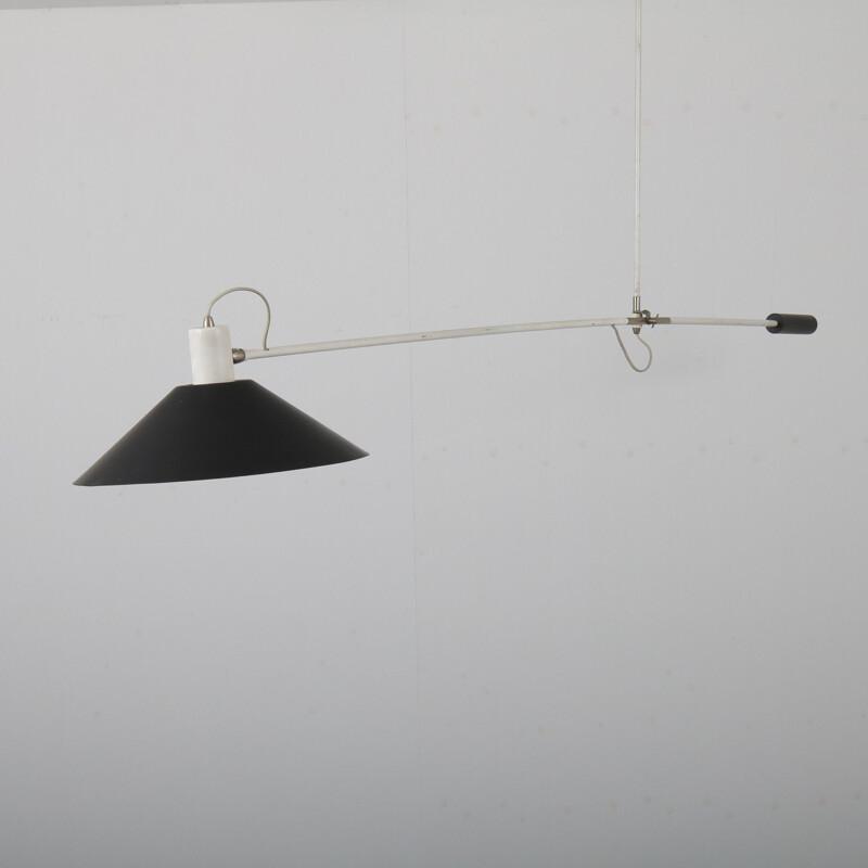 Vintage Counter balance hanging lamp by J.J.M. Hoogervorst for Anvia, Netherlands 1950s