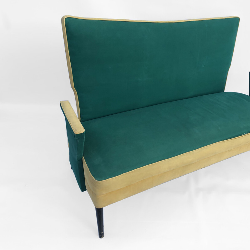 Canapé "Love Seat" vintage, fabriqué sur mesure en Italie 1950