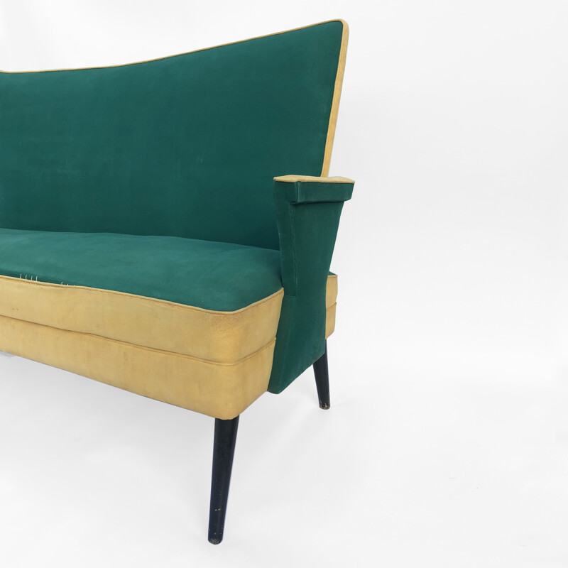 Canapé "Love Seat" vintage, fabriqué sur mesure en Italie 1950