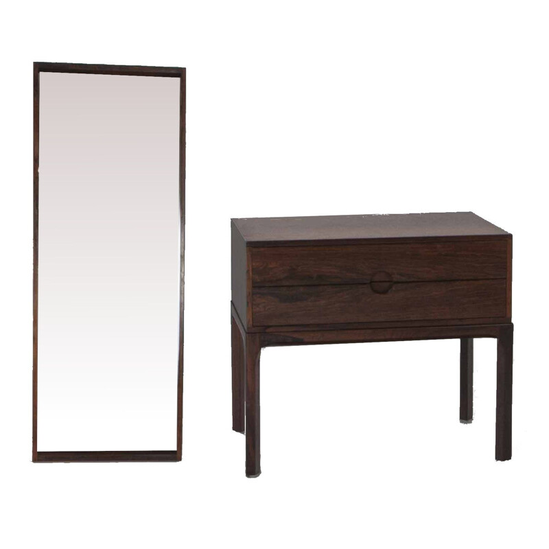 Vintage Chest of Drawers and Wall Mirror by Kai Kristiansen 1960s