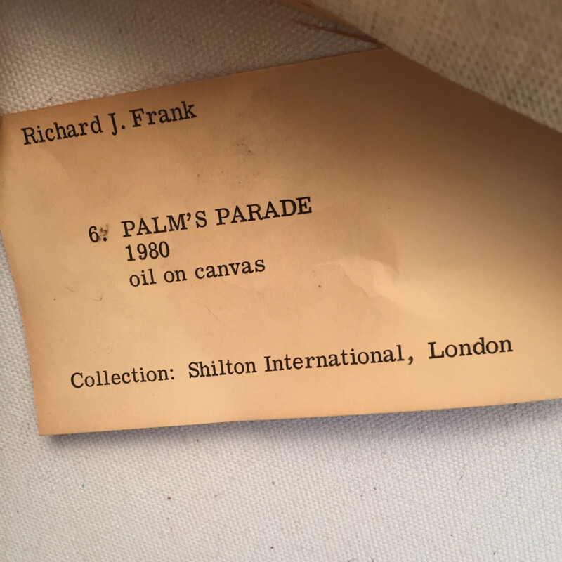 Peinture vintage "Palm's Parade" de Richard Frank, 1980