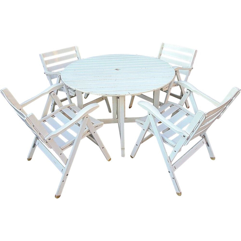 Ensemble de jardin vintage 1 table et 4 chaises de Reguitti