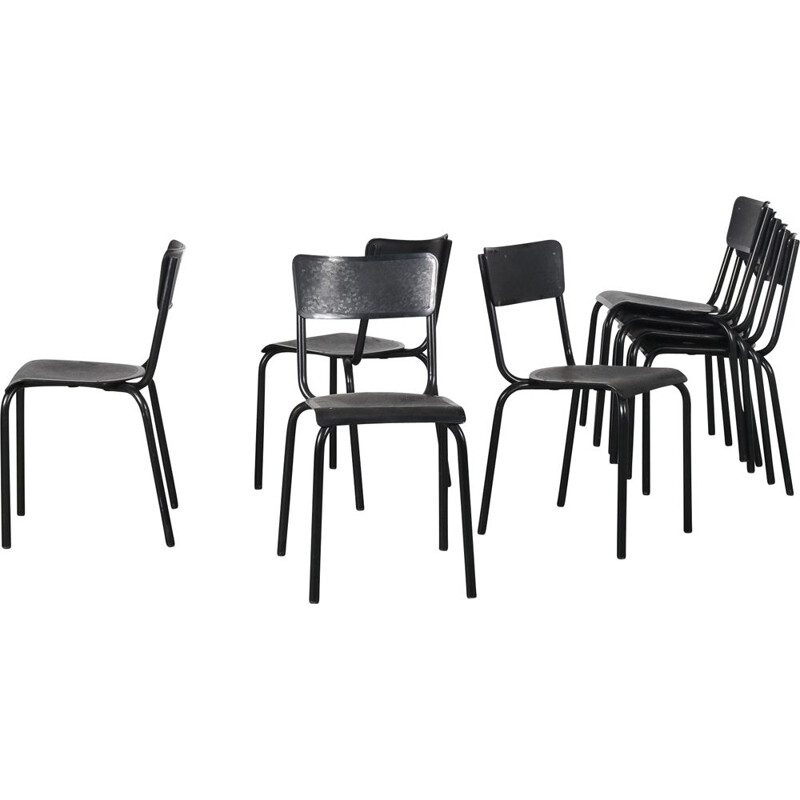 Set of 8 stacking chairs by Pierre Guariche for Meurop, Belgium 1960s 