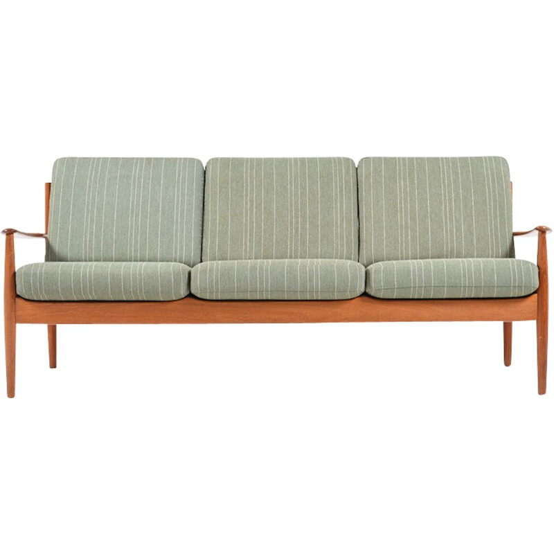 Scandinavian France & Son "118/3" green 3-seater sofa, Grete JALK - 1960s