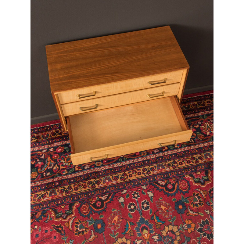 Vintage walnut veneer chest of drawers 1950