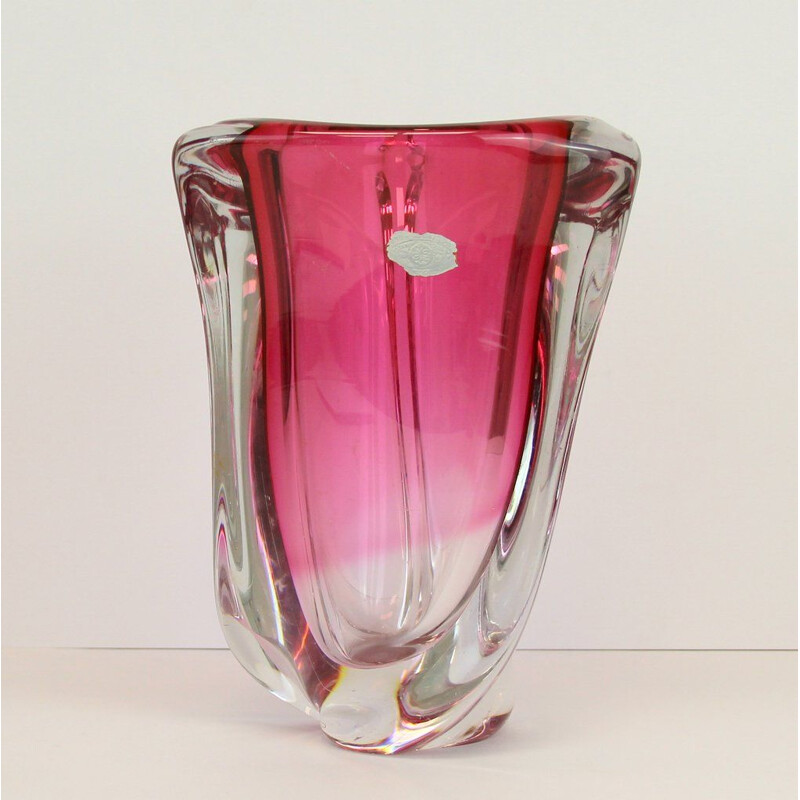 Large Vintage Glass Vase from Val Saint Lambert, 1960