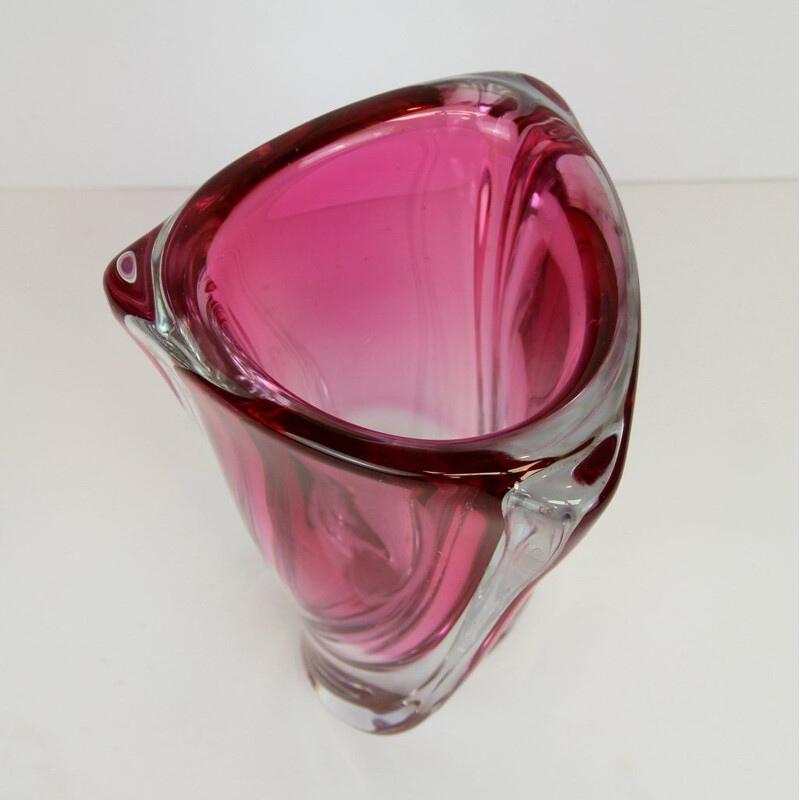 Large Vintage Glass Vase from Val Saint Lambert, 1960