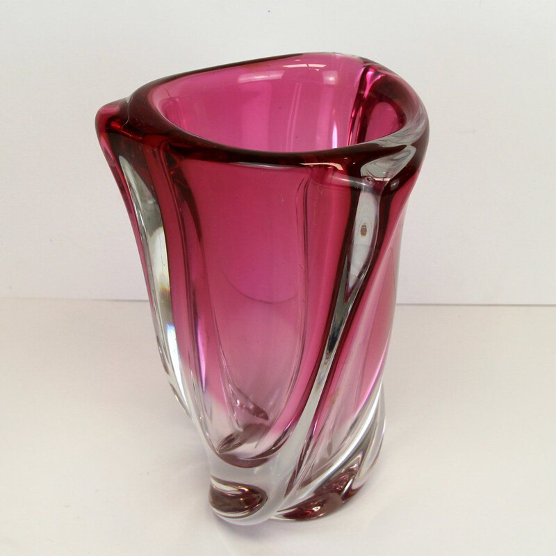 Large Vintage Glass Vase from Val Saint Lambert, 1960