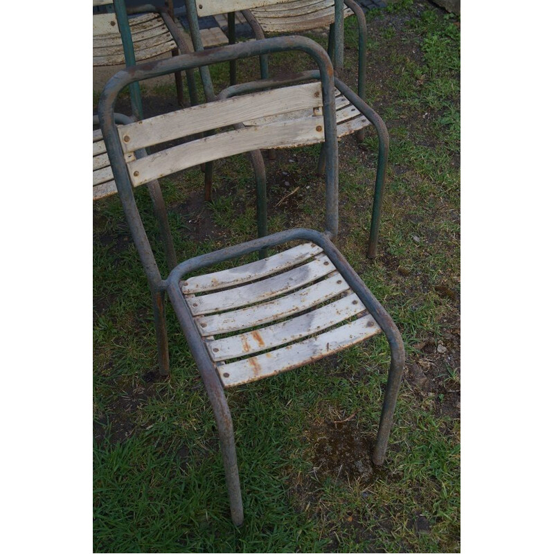 Suite de 6 chaises Tolix vintage en métal 1950