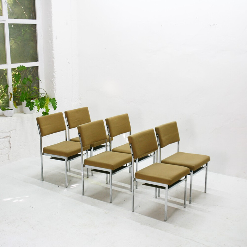 Set of six upholstered chairs with tray - 1960s