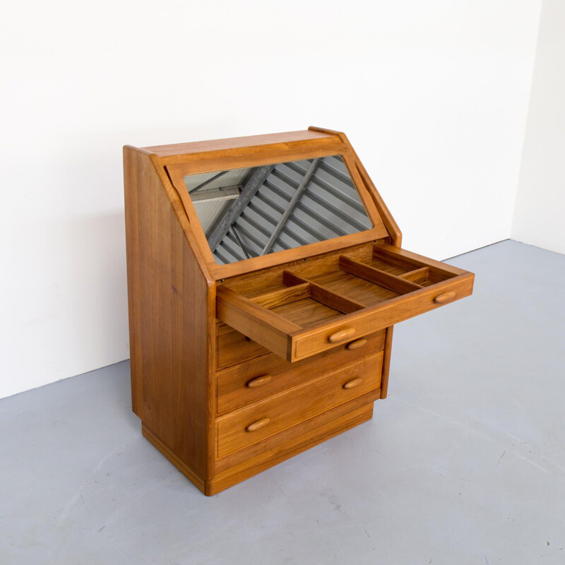 Vintage teak secretaire with desk for Dyrlund 1970s