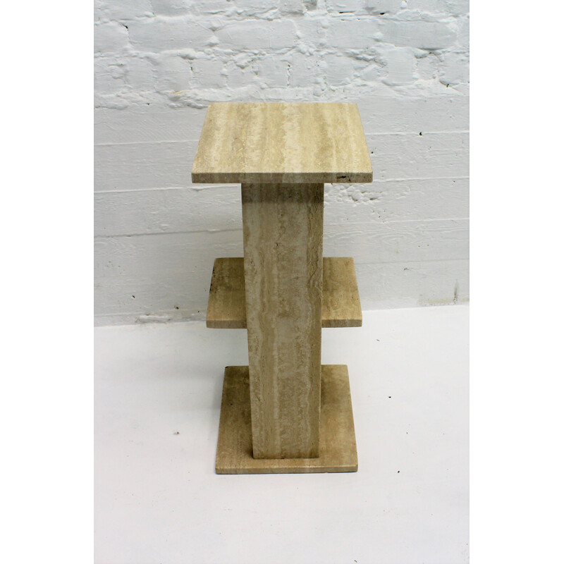 Mesa de pedestal Vintage travertino, 1970
