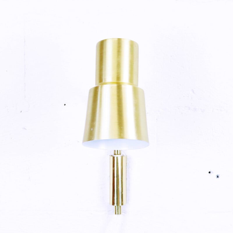 Vintage gilded metal wall lamp, Sweden 1960