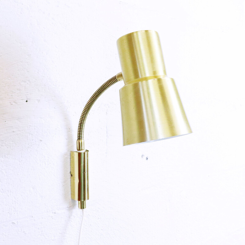 Vintage gilded metal wall lamp, Sweden 1960