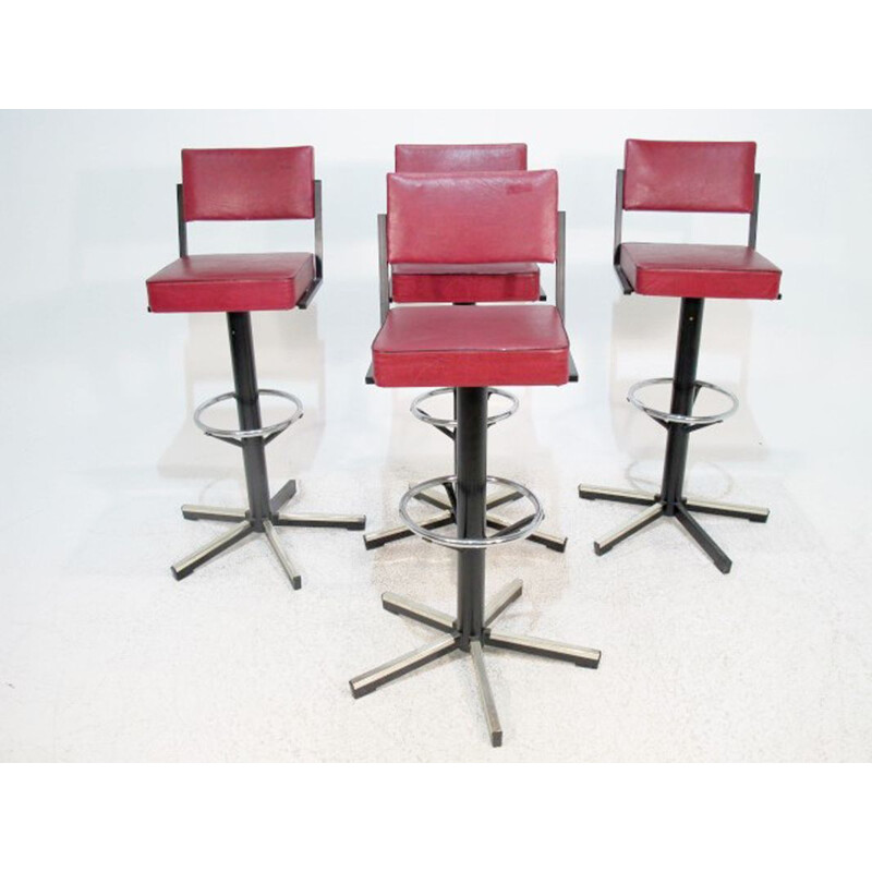 Set of 4 vintage bar stools, Sweden, 1970