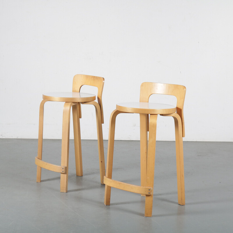 Vintage K65 Bar stools by Alvar Aalto for Artek, Finland 1960s